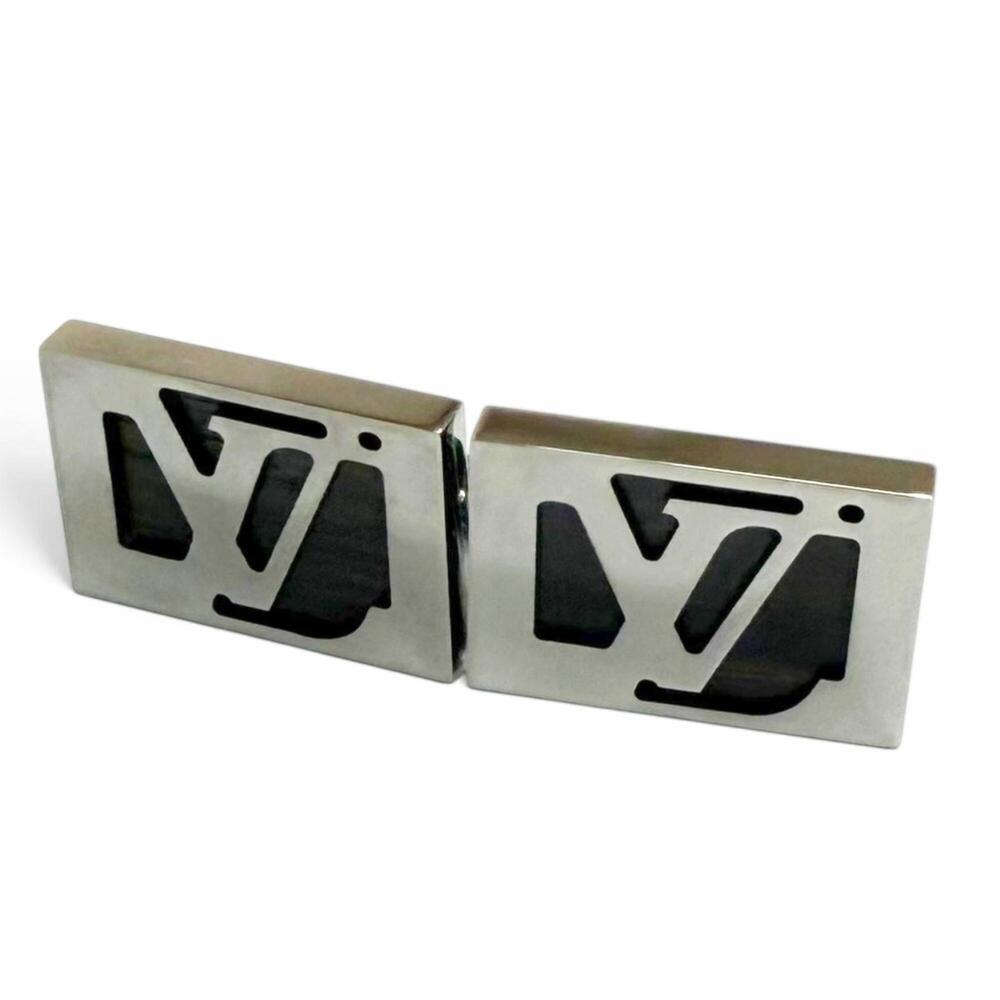 LOUIS VUITTON Louis Vuitton Bouton de Manchette Wood LV Initial Square Cuffli...